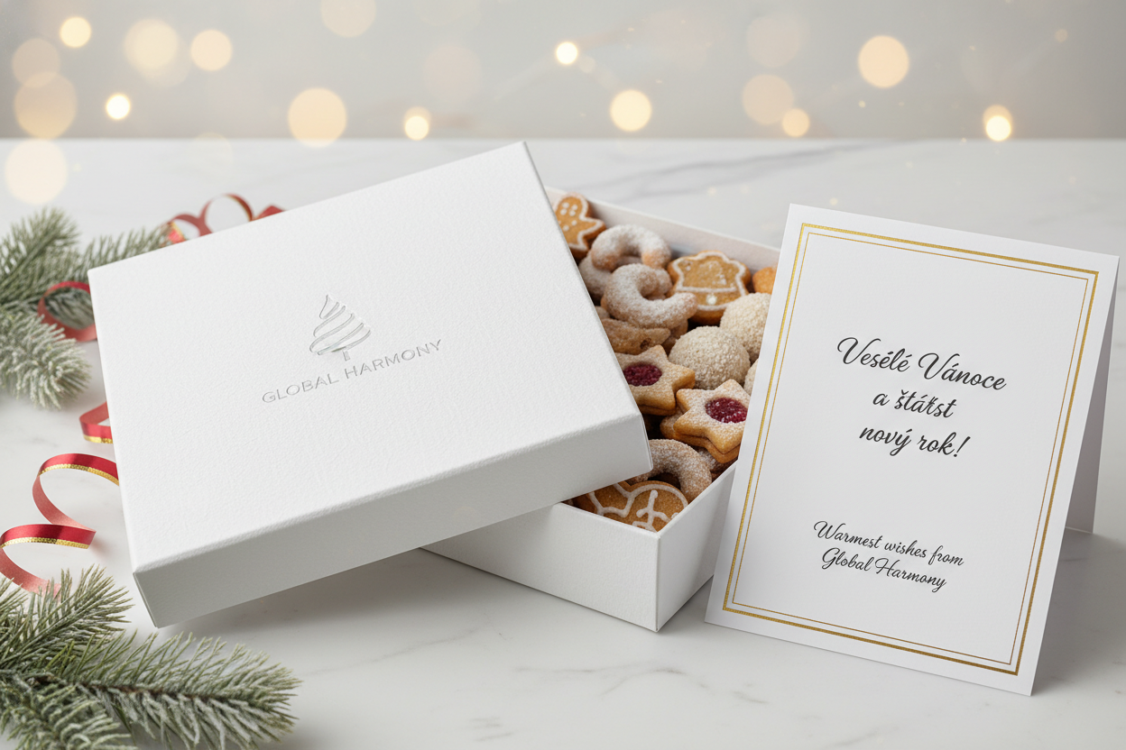  1 kg cukroví + logo firmy na krabičce + kartička s přáním  FIREMNI VANOCNI DAREK